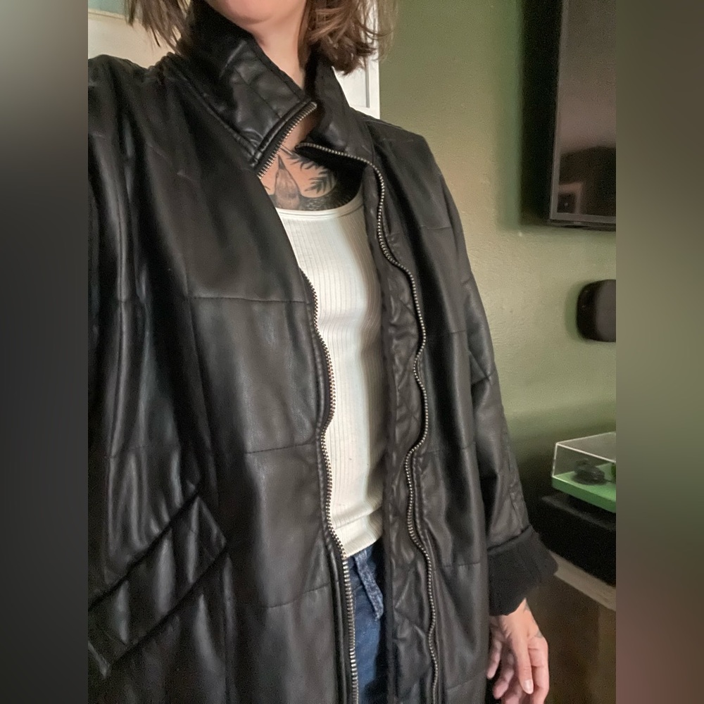 We the Free Quilted Baggy Vegan Leather Jacket Black size XS worn once